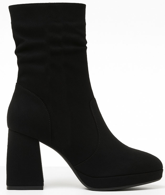 CZARNE OCIEPLANE DAMSKIE BOTKI NA SŁUPKU ZAMSZOWE BRITA 1