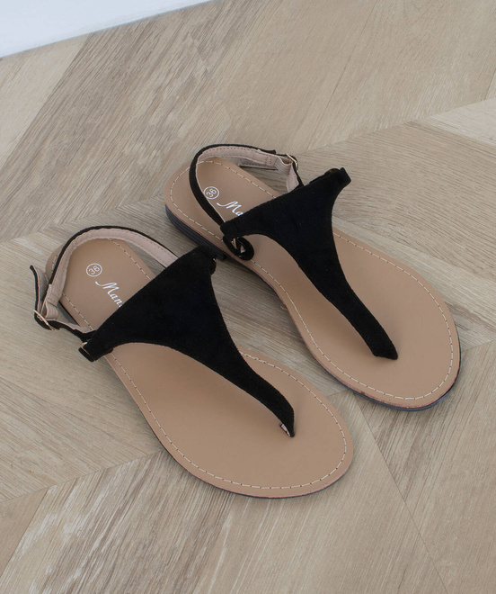 KLAPKI CZARNE ZAMSZOWE JAPONKI DAMSKIE ABBY 6