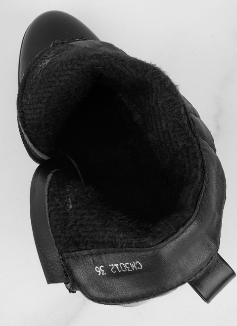 CZARNE DAMSKIE BOTKI NA SŁUPKU SKÓRZANE NA ZAMEK FUFI 9