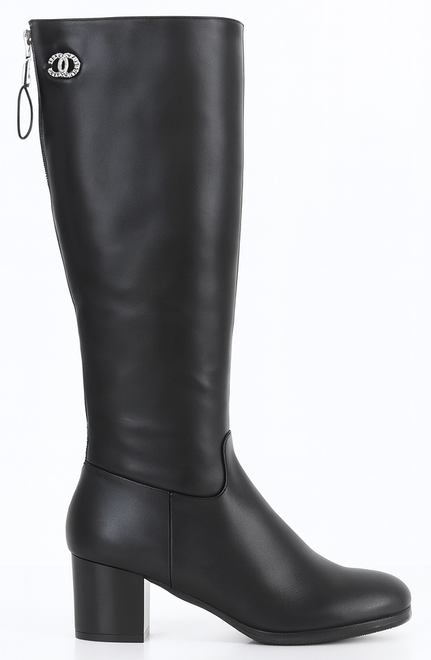 CZARNE DAMSKIE KOZAKI SKÓRZANE NA SŁUPKU OCIEPLANE LUCINDA 1