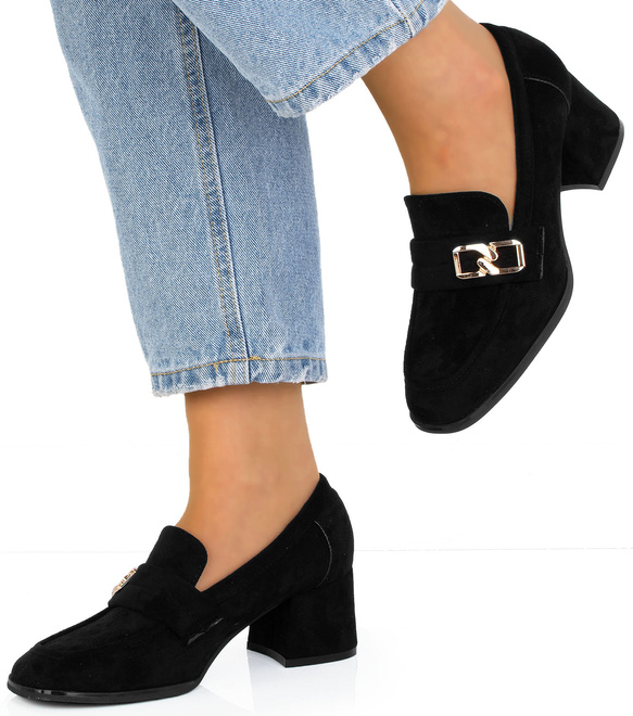 CZARNE PÓŁBUTY MOKASYNY ZAMSZOWE KLASYCZNE HAYLE 4