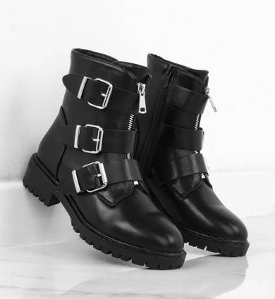 CZARNE TRAPERY GLANY BOTKI SLATER