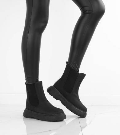 CZARNE BOTKI NA PLATFORMIE OCIEPLANE