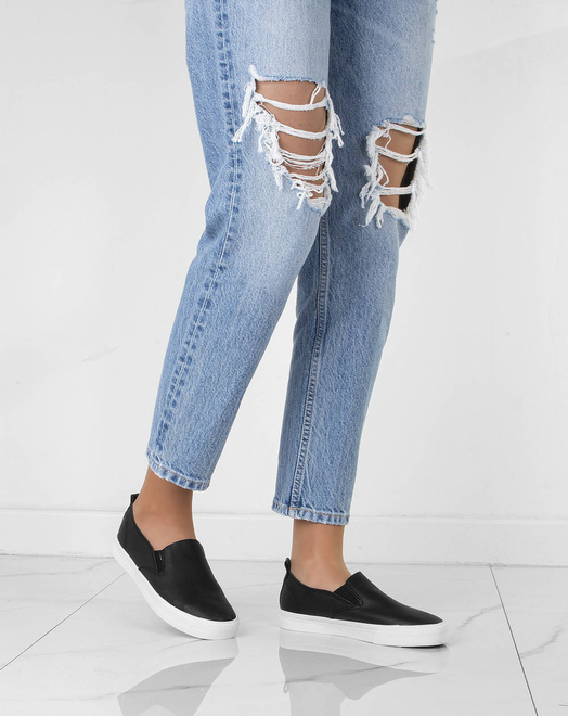 CZARNE TRAMPKI TENISÓWKI SLIP ON  9