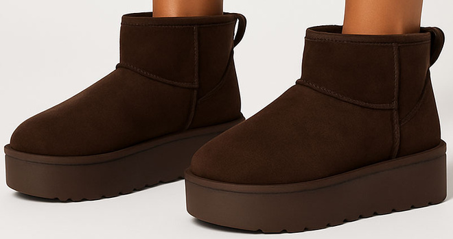 BRĄZOWE DZIECIĘCE ŚNIEGOWCE BOTKI OCIEPLANE NA PLATFORMIE CHOCO 3