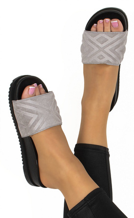 SZARE KLAPKI GRUBA PODESZWA ZAMSZ AGGIE