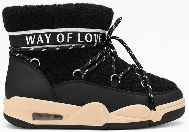 CZARNE OCIEPLANE ŚNIEGOWCE BOTKI PLATFORMA WSUWANE DOROMA 1