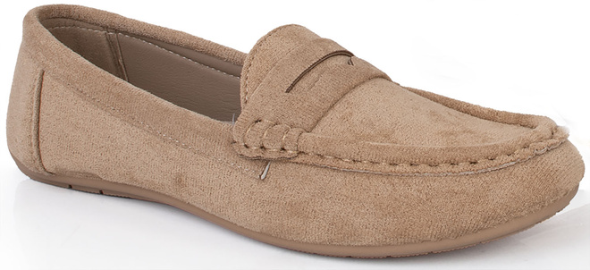 BEŻOWE MOKASYNY ZAMSZOWE DAMSKIE WSUWANE DESIRE 1