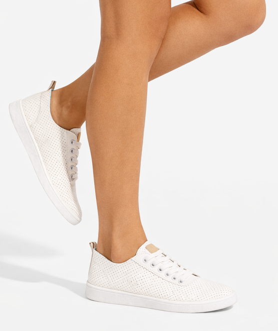 BIAŁE SKÓRZANE AŻUROWE TRAMPKI TENISÓWKI ZŁOTE WSTAWKI 6