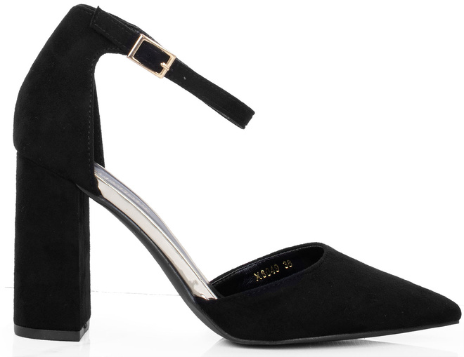 CZARNE DAMSKIE ZAMSZOWE CZÓŁENKA NA SŁUPKU NATALIA 1