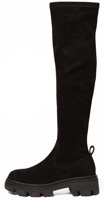 CZARNE ZAMSZOWE KOZAKI NA ZAMEK NA PLATFORMIE NAMIA 3