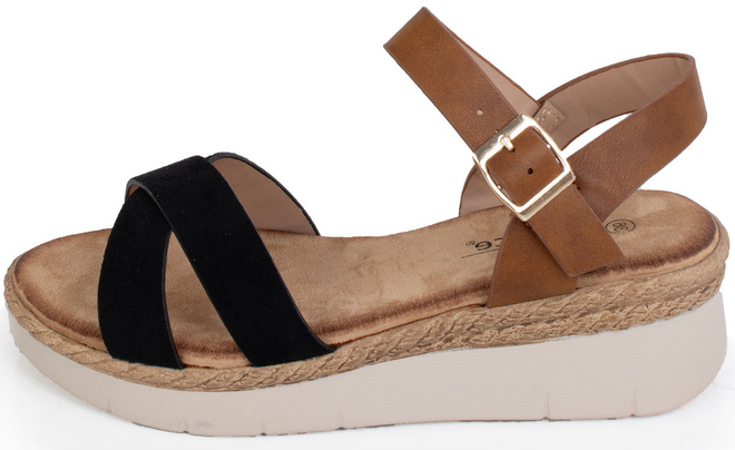 CZARNE DAMSKIE SANDAŁY NA PLATFORMIE ESPADRYLE MELBA 3