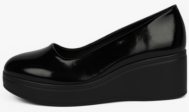 CZARNE LAKIEROWANE DAMSKIE BOTKI NA KOTURNIE SACO 3