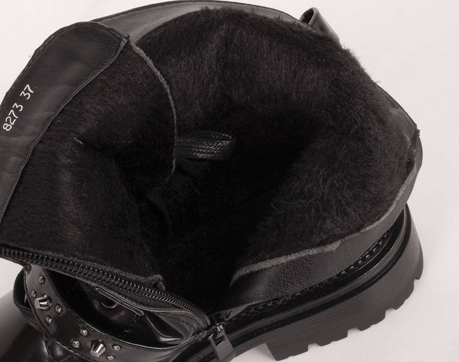 CZARNE TRAPERY BOTKI OCIEPLANE WORKERY Z DŻETAMI 8