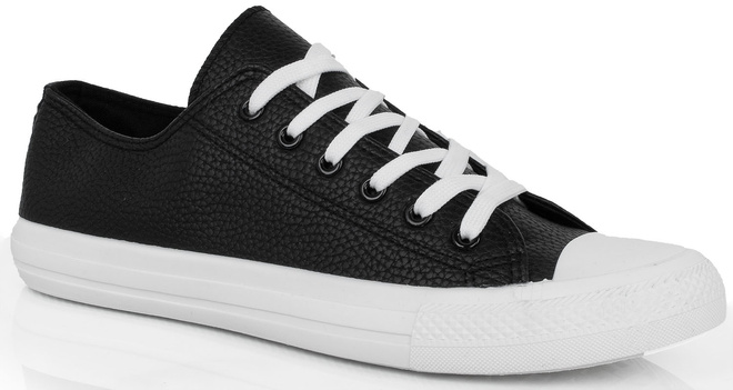 CZARNE SZNUROWANE TRAMPKI TENISÓWKI MĘSKIE  1