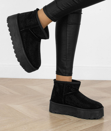 CZARNE OCIEPLANE ŚNIEGOWCE BOTKI NA PLATFORMIE