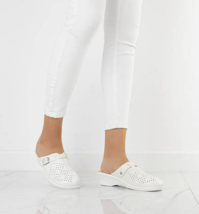 BIAŁE LEKKIE KLAPKI DAMSKIE MEDYCZNE