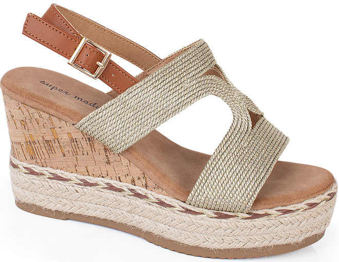 ZŁOTE DAMSKIE SANDAŁY NA KOTURNIE ESPADRYLE CRISTY 1