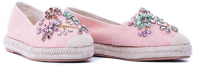 RÓŻOWE BALERINKI ESPADRYLE Z KRYSZTAŁKAMI ANGIE