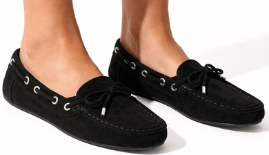 CZARNE MOKASYNY ZAMSZOWE PÓŁBUTY DAMSKIE