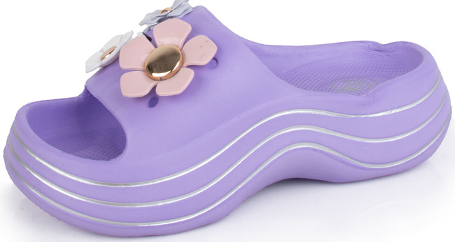 FIOLETOWE LEKKIE KLAPKI SANDAŁY Z OZDOBAMI MARIKA 3