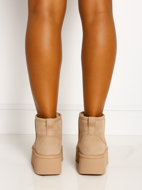 BEŻOWE OCIEPLANE ŚNIEGOWCE BOTKI NA PLATFORMIE EDDIE 5