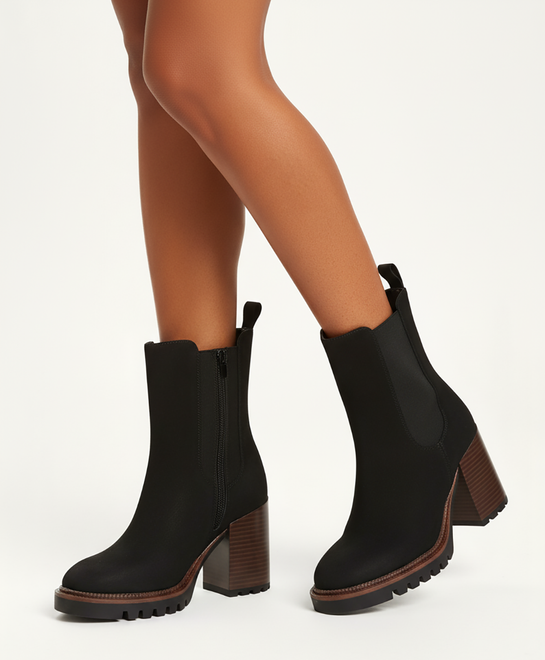 CZARNE ZAMSZOWE BOTKI SZTYBLETY KLASYCZNE NA SŁUPKU JUVIRA 5