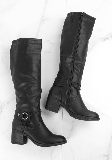 CZARNE SKÓRZANE KOZAKI TORINI 8