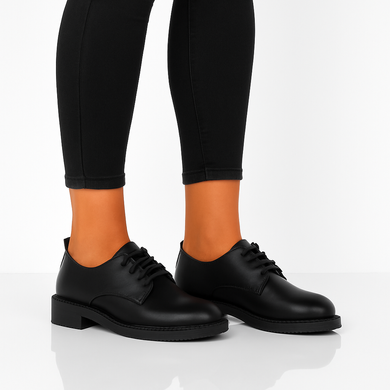 CZARNE PÓŁBUTY SKÓRZANE DAMSKIE SZNUROWANE SIRRO