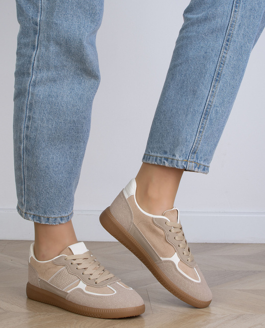 DAMSKIE BEŻOWE SNEAKERSY TRAMPKI REJA