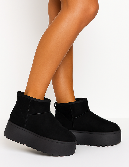 CZARNE OCIEPLANE ŚNIEGOWCE BOTKI NA PLATFORMIE 6