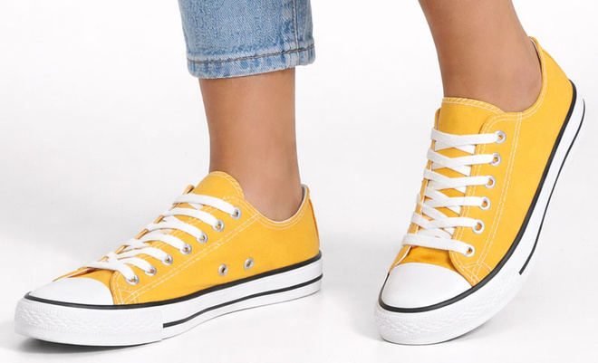 ŻÓŁTE KLASYCZNE NISKIE TRAMPKI TENISÓWKI SZNUROWANE 4