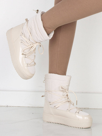 BEŻOWE ŚNIEGOWCE BOTKI OCIEPLANE WSUWANE