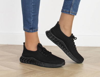 CZARNE BUTY SPORTOWE SNEAKERSY WSUWANE RINA