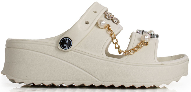 BEŻOWE LEKKIE KLAPKI SANDAŁY Z OZDOBAMI AURORA 1