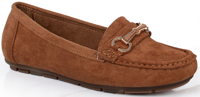 BRĄZOWE MOKASYNY ZAMSZOWE DAMSKIE WSUWANE ROTER 1