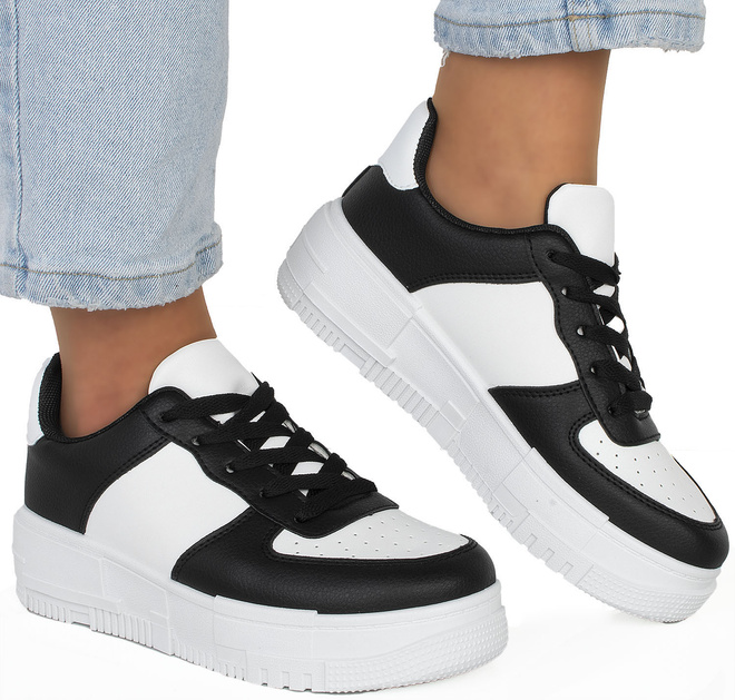 CZARNE SNEAKERSY TRAMPKI KLASYCZNE NA PLATFORMIE KIRE 2