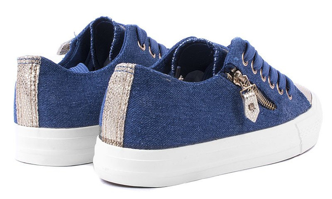 NIEBIESKIE TRAMPKI ZE ZŁOTYM NOSKIEM JEANS VIONA 3