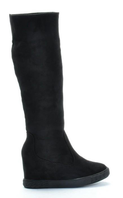 CZARNE ZAMSZOWE KOZAKI NA KOTURNIE MARGITA 1