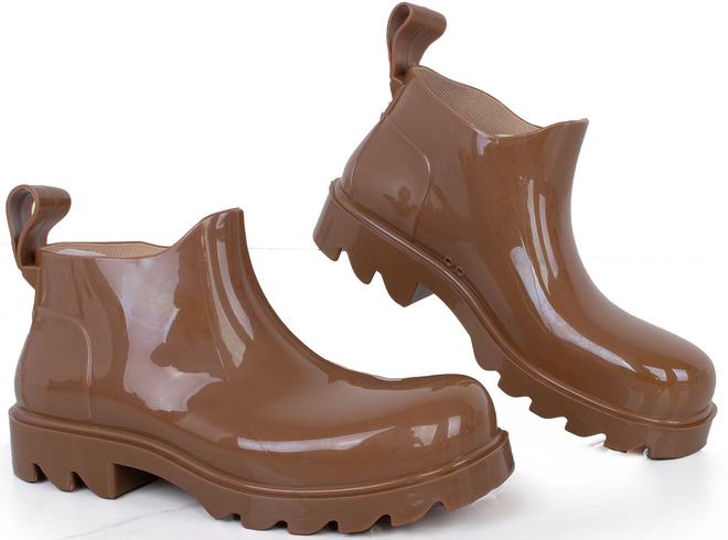 BEŻOWE DAMSKIE KRÓTKIE KALOSZE LAKIEROWANE WINSLOW 1