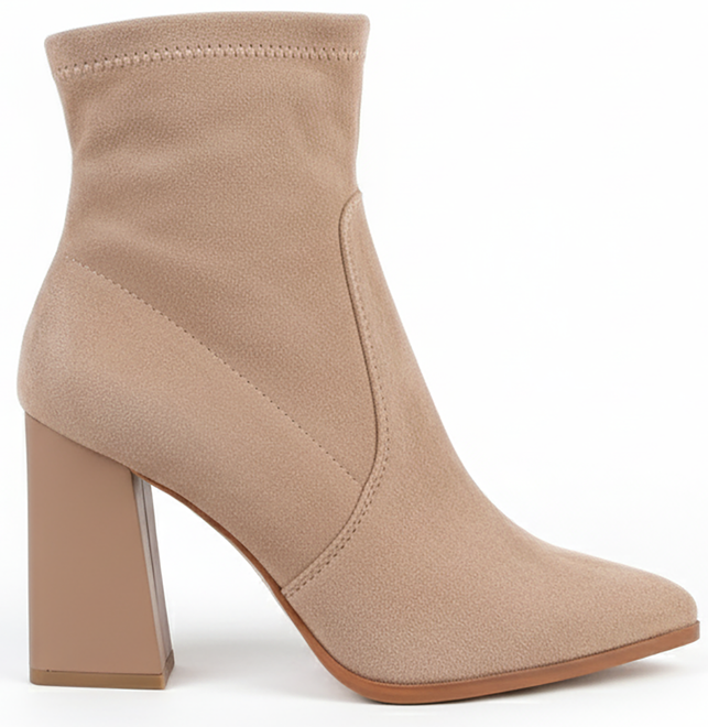 BEŻOWE DAMSKIE BOTKI ZAMSZOWE NA SŁUPKU ZAMEK TIADONIA 1