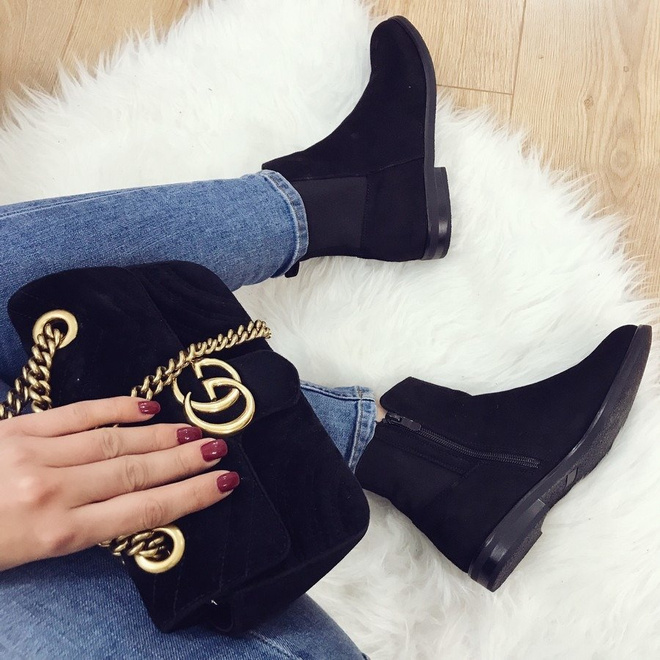 CZARNE OCIEPLANE ZAMSZOWE BOTKI Z GUMĄ MENDES 4