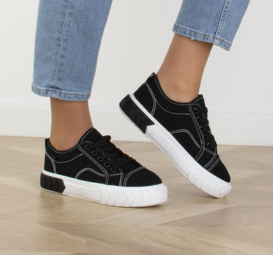 CZARNE SNEAKERSY TRAMPKI DAMSKIE ZOJA
