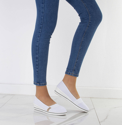 BIAŁE TENISÓWKI BALERINKI NA KOTURNIE RIZA