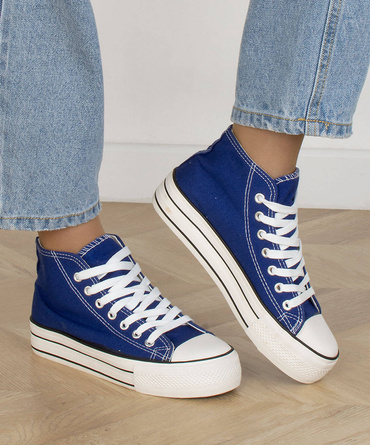 WYSOKIE GRANATOWE TRAMPKI TENISÓWKI DAMSKIE DINNA