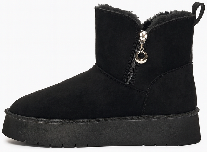 CZARNE OCIEPLANE ŚNIEGOWCE BOTKI NA PLATFORMIE 3