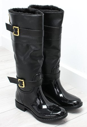 CZARNE OCIEPLANE KOZAKI KALOSZE ZŁOTY ZAMEK JORDI