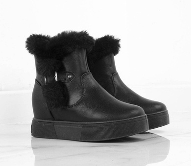 CZARNE DAMSKIE BOTKI OCIEPLANE AMALIA