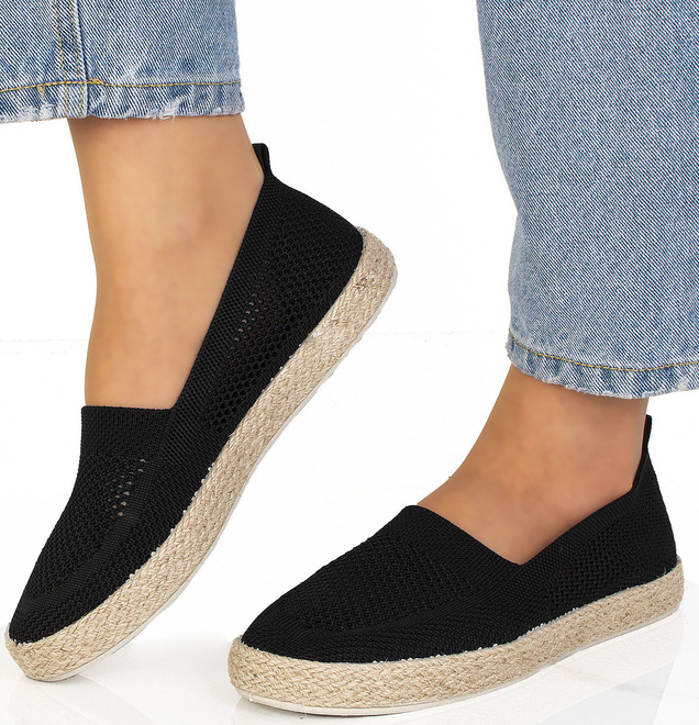 CZARNE KORONKOWE ESPADRYLE TENISÓWKI LUCJA 4