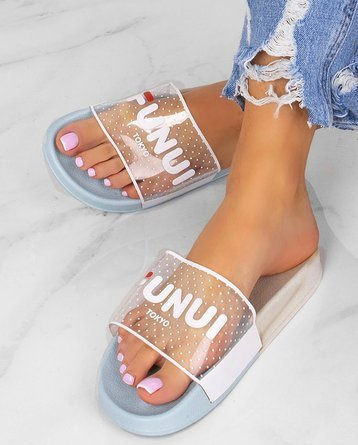 NIEBIESKIE TRANSPARENTNE KLAPKI ELLAS